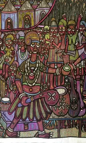 Une peinture de l'artiste Nigérian Twin Seven seven.